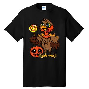 Festive Turkey Harvest Celebrate Autumn with Trick or Treat Tall T-Shirt