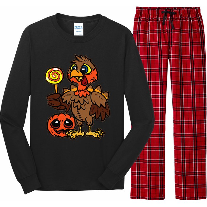 Festive Turkey Harvest Celebrate Autumn with Trick or Treat Long Sleeve Pajama Set