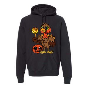 Festive Turkey Harvest Celebrate Autumn with Trick or Treat Premium Hoodie