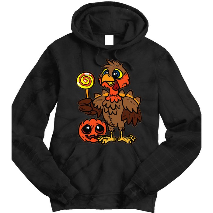 Festive Turkey Harvest Celebrate Autumn with Trick or Treat Tie Dye Hoodie