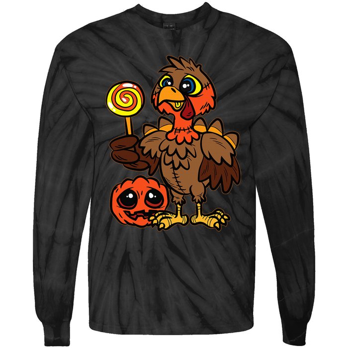 Festive Turkey Harvest Celebrate Autumn with Trick or Treat Tie-Dye Long Sleeve Shirt