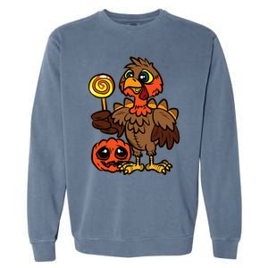 Festive Turkey Harvest Celebrate Autumn with Trick or Treat Garment-Dyed Sweatshirt