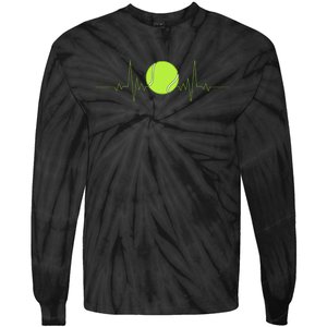 Funny Tennis Heartbeat Art For Tennis Player Tie-Dye Long Sleeve Shirt