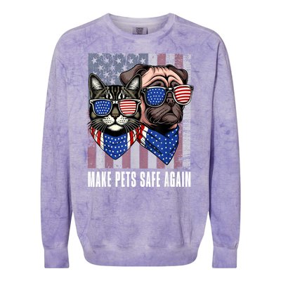 Funny Trump Harris Debate Eating The Dogs Cat Make Pets Safe Again Gift Colorblast Crewneck Sweatshirt