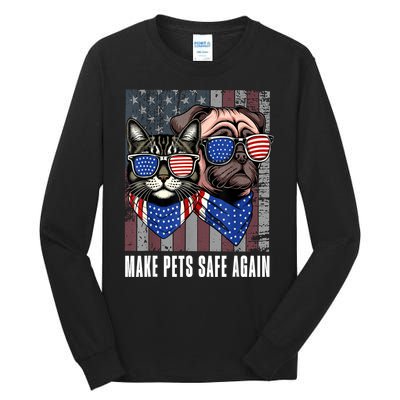 Funny Trump Harris Debate Eating The Dogs Cat Make Pets Safe Again Gift Tall Long Sleeve T-Shirt