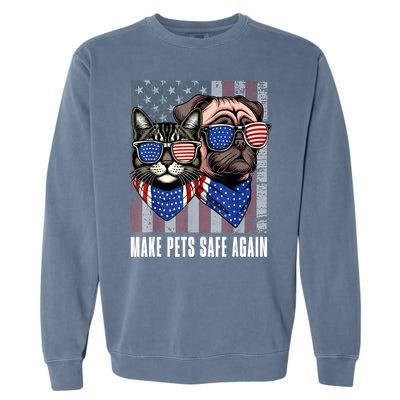 Funny Trump Harris Debate Eating The Dogs Cat Make Pets Safe Again Gift Garment-Dyed Sweatshirt