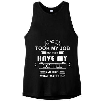 Funny Tech Humor Coffee Lover For Unemployed Remote Workers Ladies PosiCharge Tri-Blend Wicking Tank