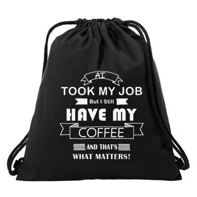 Funny Tech Humor Coffee Lover For Unemployed Remote Workers Drawstring Bag