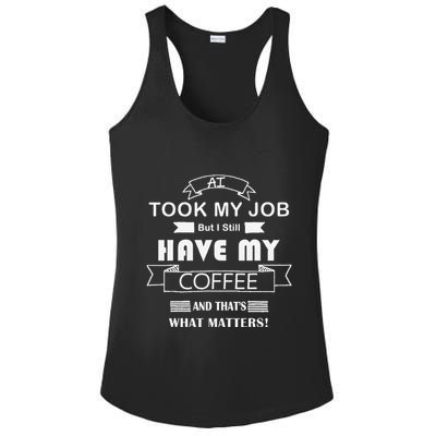 Funny Tech Humor Coffee Lover For Unemployed Remote Workers Ladies PosiCharge Competitor Racerback Tank