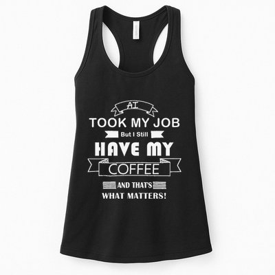 Funny Tech Humor Coffee Lover For Unemployed Remote Workers Womens Tank Top