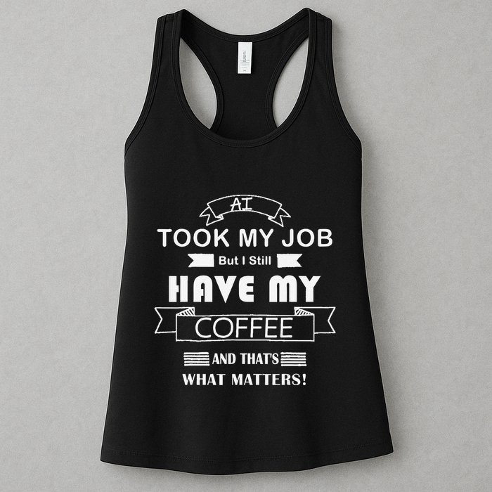 Funny Tech Humor Coffee Lover For Unemployed Remote Workers Womens Tank Top