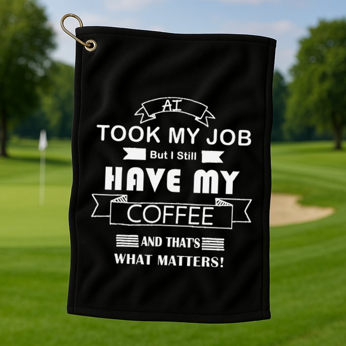 Funny Tech Humor Coffee Lover For Unemployed Remote Workers Golf Towel