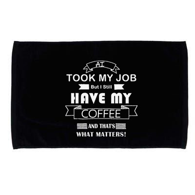 Funny Tech Humor Coffee Lover For Unemployed Remote Workers Microfiber Hand Towel