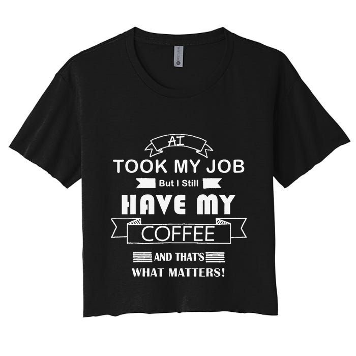 Funny Tech Humor Coffee Lover For Unemployed Remote Workers Crop Top