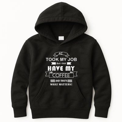 Funny Tech Humor Coffee Lover For Unemployed Remote Workers Kids Hoodie
