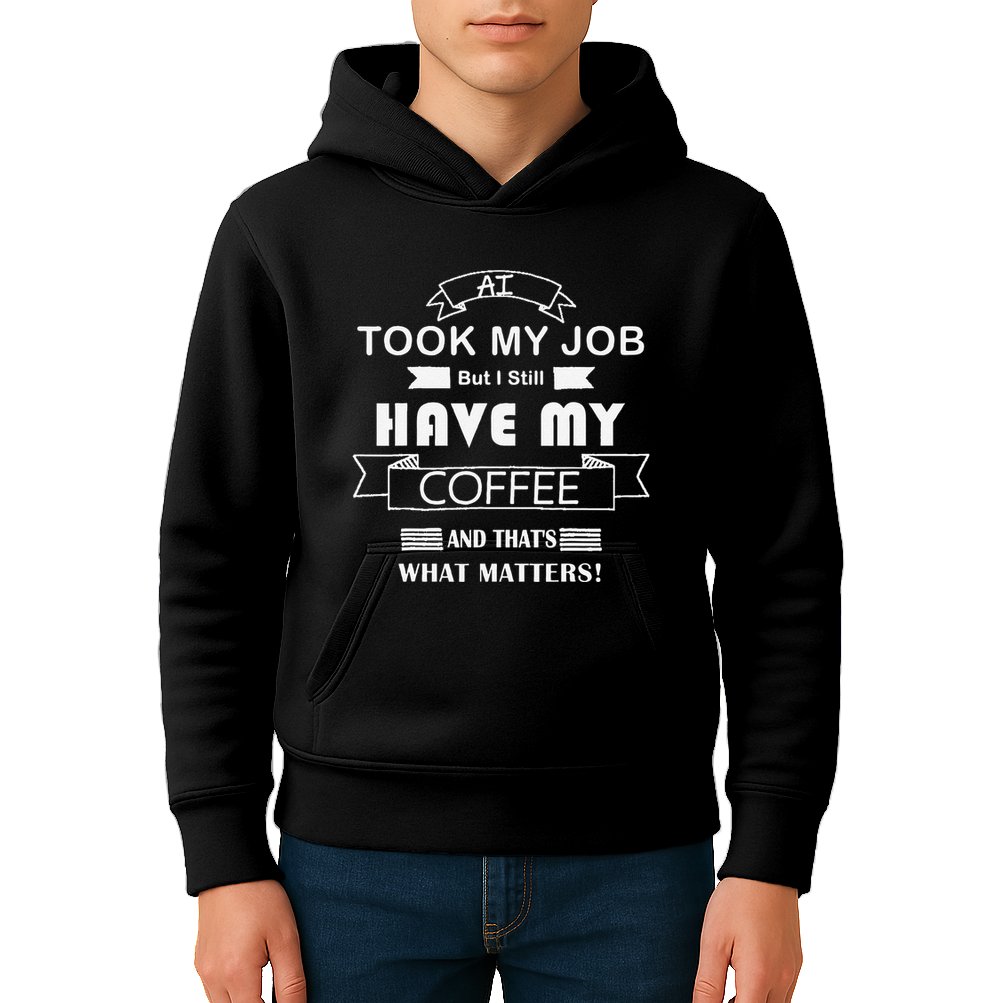Funny Tech Humor Coffee Lover For Unemployed Remote Workers Kids Hoodie
