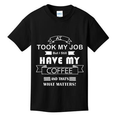Funny Tech Humor Coffee Lover For Unemployed Remote Workers Kids T-Shirt