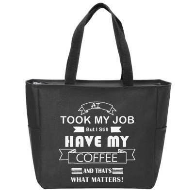 Funny Tech Humor Coffee Lover For Unemployed Remote Workers Zip Tote Bag