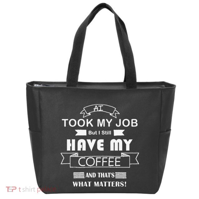 Funny Tech Humor Coffee Lover For Unemployed Remote Workers Zip Tote Bag