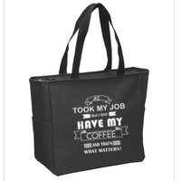Funny Tech Humor Coffee Lover For Unemployed Remote Workers Zip Tote Bag