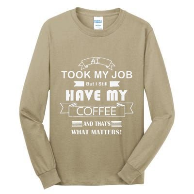 Funny Tech Humor Coffee Lover For Unemployed Remote Workers Tall Long Sleeve T-Shirt