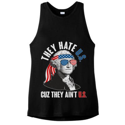 Funny They Hate U.S. Cuz They Ain't U.S. George Washington Ladies PosiCharge Tri-Blend Wicking Tank