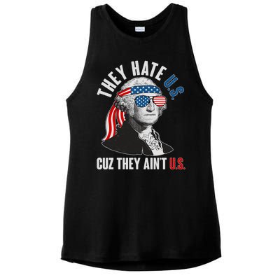 Funny They Hate U.S. Cuz They Ain't U.S. George Washington Ladies PosiCharge Tri-Blend Wicking Tank