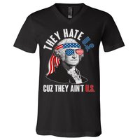Funny They Hate U.S. Cuz They Ain't U.S. George Washington V-Neck T-Shirt