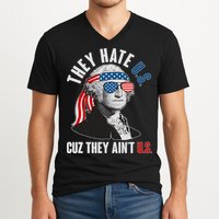Funny They Hate U.S. Cuz They Ain't U.S. George Washington V-Neck T-Shirt