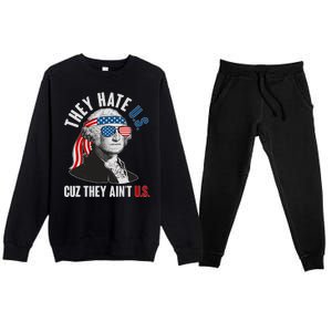 Funny They Hate U.S. Cuz They Ain't U.S. George Washington Premium Crewneck Sweatsuit Set