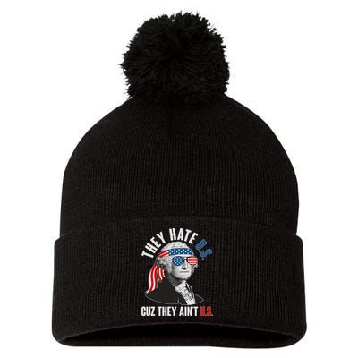 Funny They Hate U.S. Cuz They Ain't U.S. George Washington Pom Pom 12in Knit Beanie