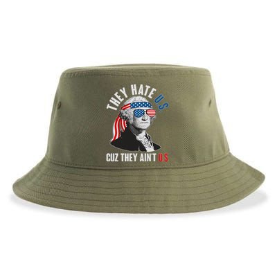 Funny They Hate U.S. Cuz They Ain't U.S. George Washington Sustainable Bucket Hat