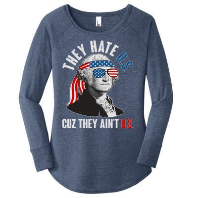 Funny They Hate U.S. Cuz They Ain't U.S. George Washington Women's Perfect Tri Tunic Long Sleeve Shirt