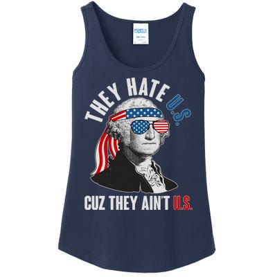 Funny They Hate U.S. Cuz They Ain't U.S. George Washington Ladies Essential Tank