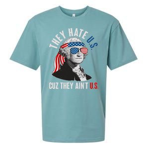 Funny They Hate U.S. Cuz They Ain't U.S. George Washington Sueded Cloud Jersey T-Shirt