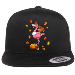 Flamingo Thanksgiving Halloween Flat Bill Trucker Hat