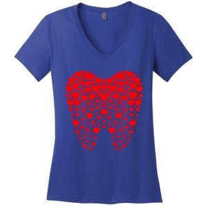 Funny Tooth Hearts Dental Hygienists Happy Valentine's Day Meaningful Gift Women's V-Neck T-Shirt