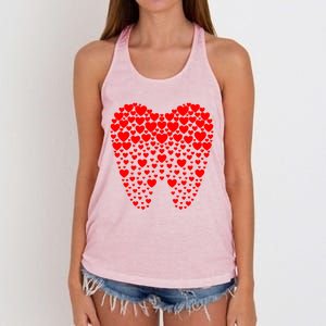 Funny Tooth Hearts Dental Hygienists Happy Valentine's Day Meaningful Gift Women's Knotted Racerback Tank