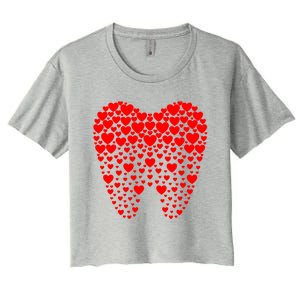 Funny Tooth Hearts Dental Hygienists Happy Valentine's Day Meaningful Gift Women's Crop Top Tee