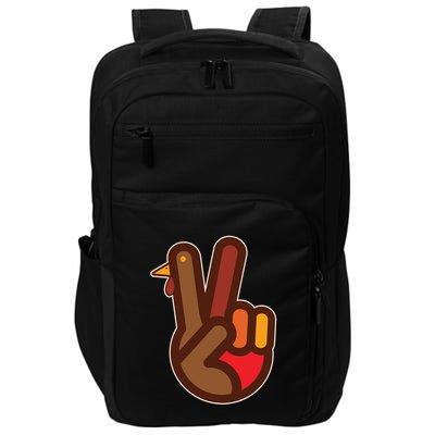Funny Turkey Hand Thanksgiving Retro Peace Vintage Impact Tech Backpack