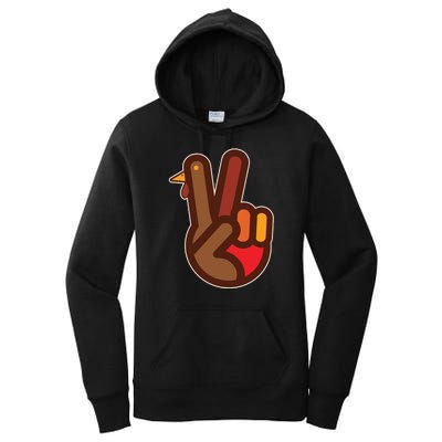 Funny Turkey Hand Thanksgiving Retro Peace Vintage Women's Pullover Hoodie