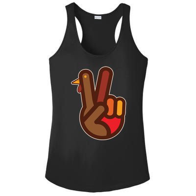 Funny Turkey Hand Thanksgiving Retro Peace Vintage Ladies PosiCharge Competitor Racerback Tank