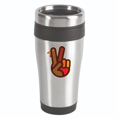 Funny Turkey Hand Thanksgiving Retro Peace Vintage 16oz Travel Tumbler