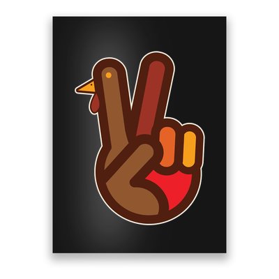 Funny Turkey Hand Thanksgiving Retro Peace Vintage Poster
