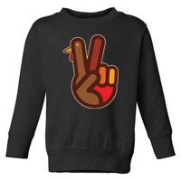 Funny Turkey Hand Thanksgiving Retro Peace Vintage Toddler Sweatshirt