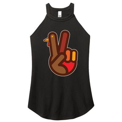 Funny Turkey Hand Thanksgiving Retro Peace Vintage Women’s Perfect Tri Rocker Tank