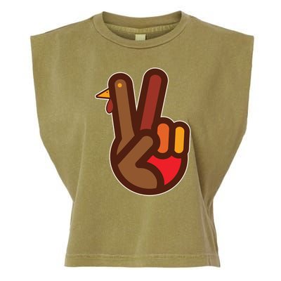 Funny Turkey Hand Thanksgiving Retro Peace Vintage Garment-Dyed Women's Muscle Tee