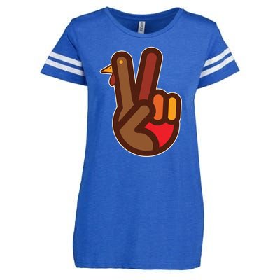 Funny Turkey Hand Thanksgiving Retro Peace Vintage Enza Ladies Jersey Football T-Shirt