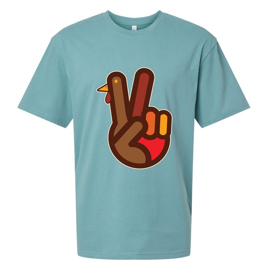 Funny Turkey Hand Thanksgiving Retro Peace Vintage Sueded Cloud Jersey T-Shirt