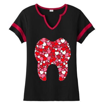 Funny Tooth Hearts Dental Hygienists Happy Valentine's Day Gift Ladies Halftime Notch Neck Tee